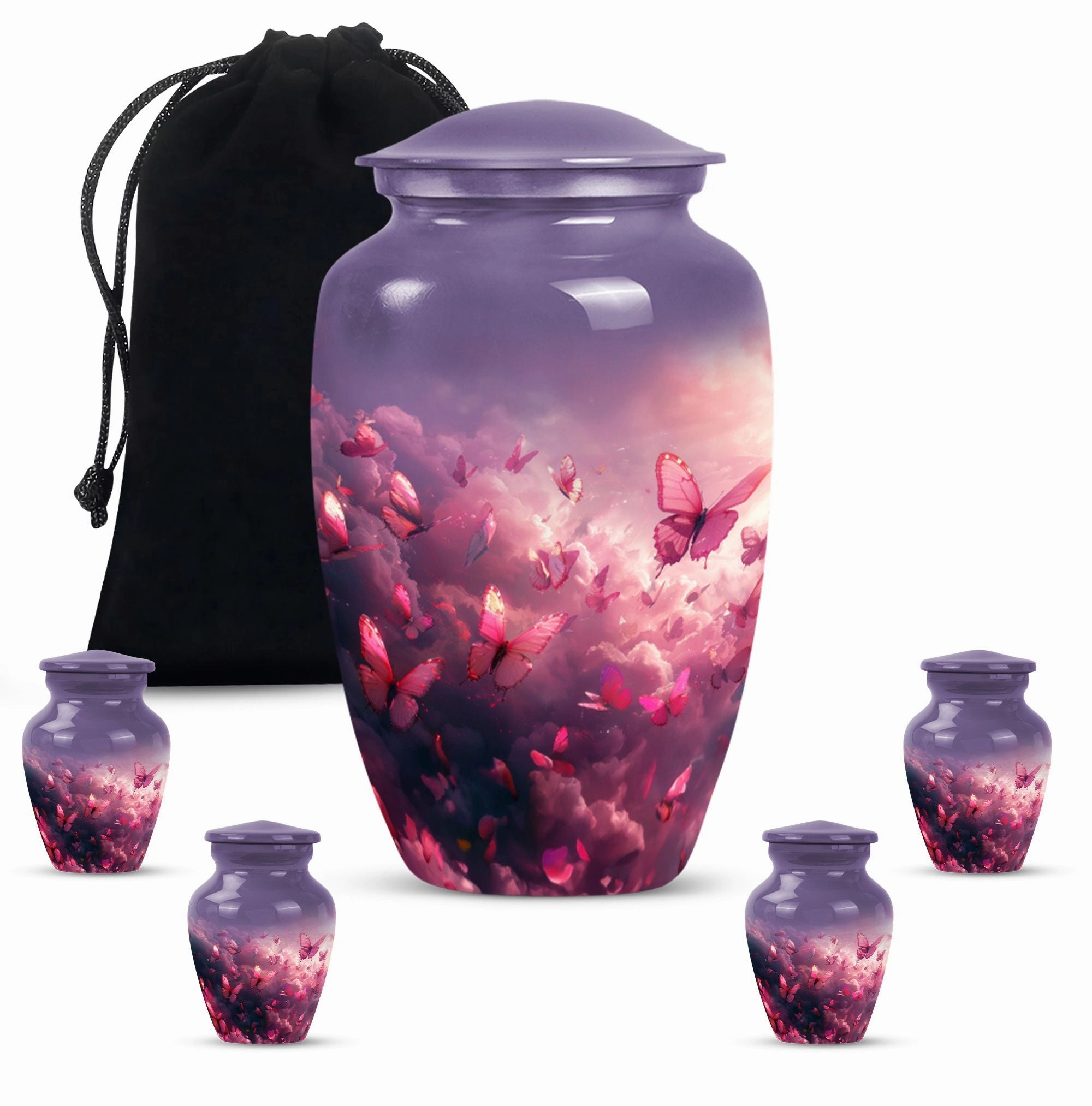Enchanting Pink Butterfly Tribute: Exquisite Cremation Urn