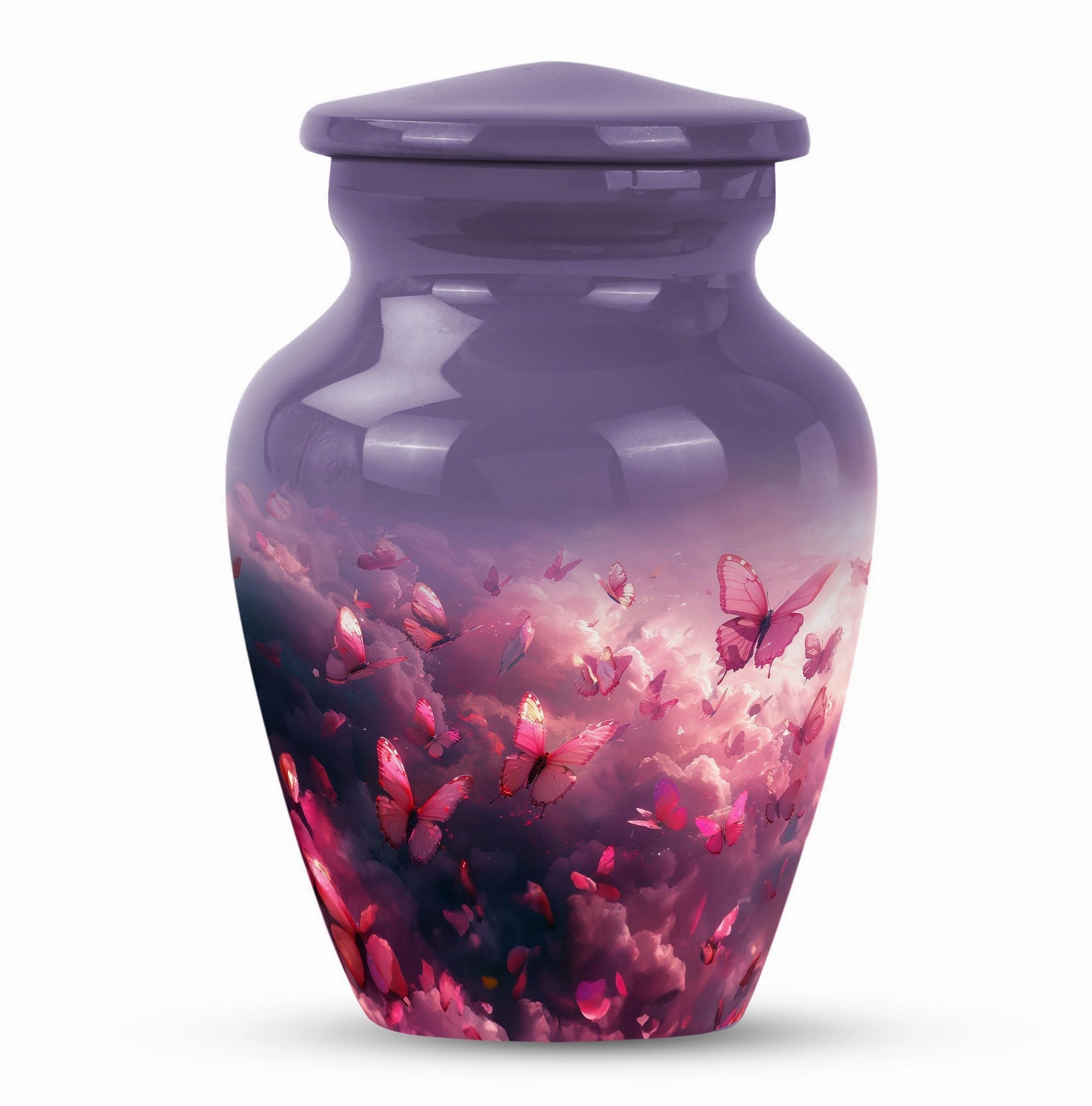 Enchanting Pink Butterfly Tribute: Exquisite Cremation Urn