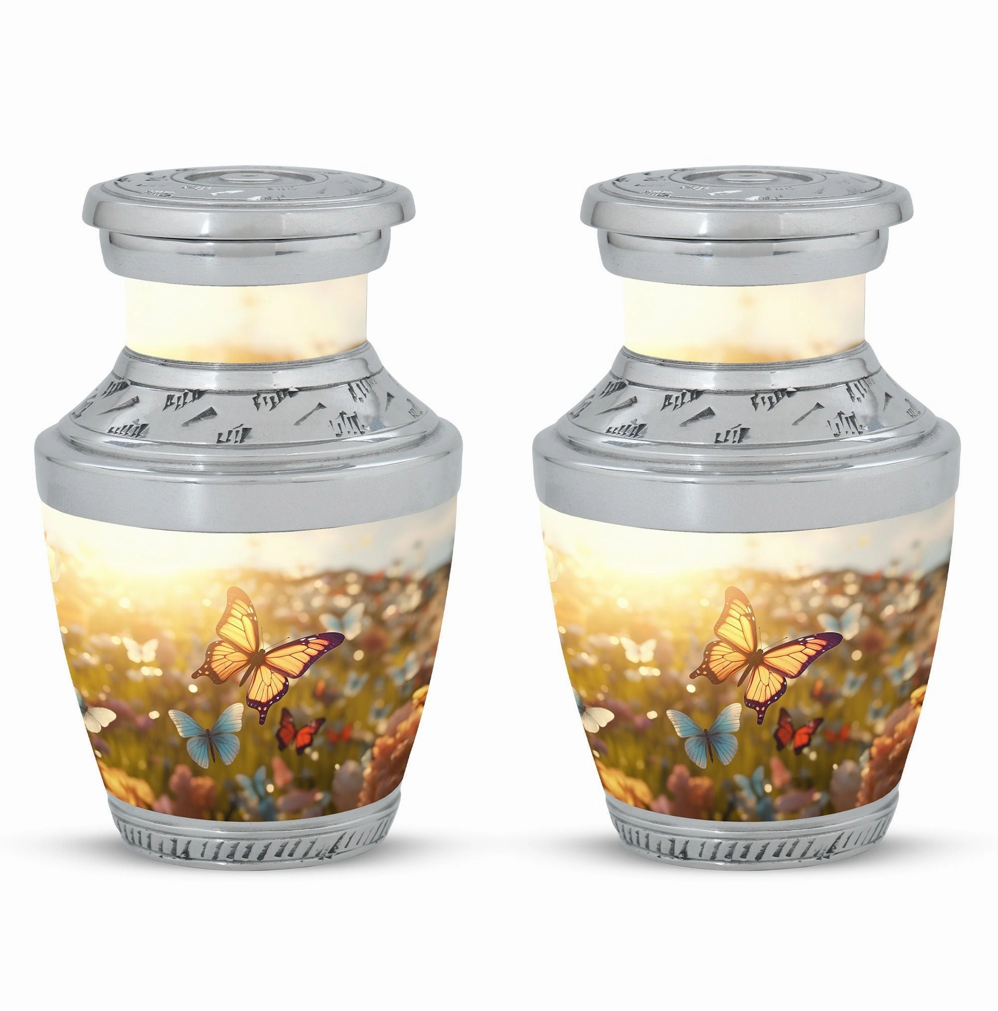 Eternal Flutter: Classic Butterflies Memorial Cremation Urn