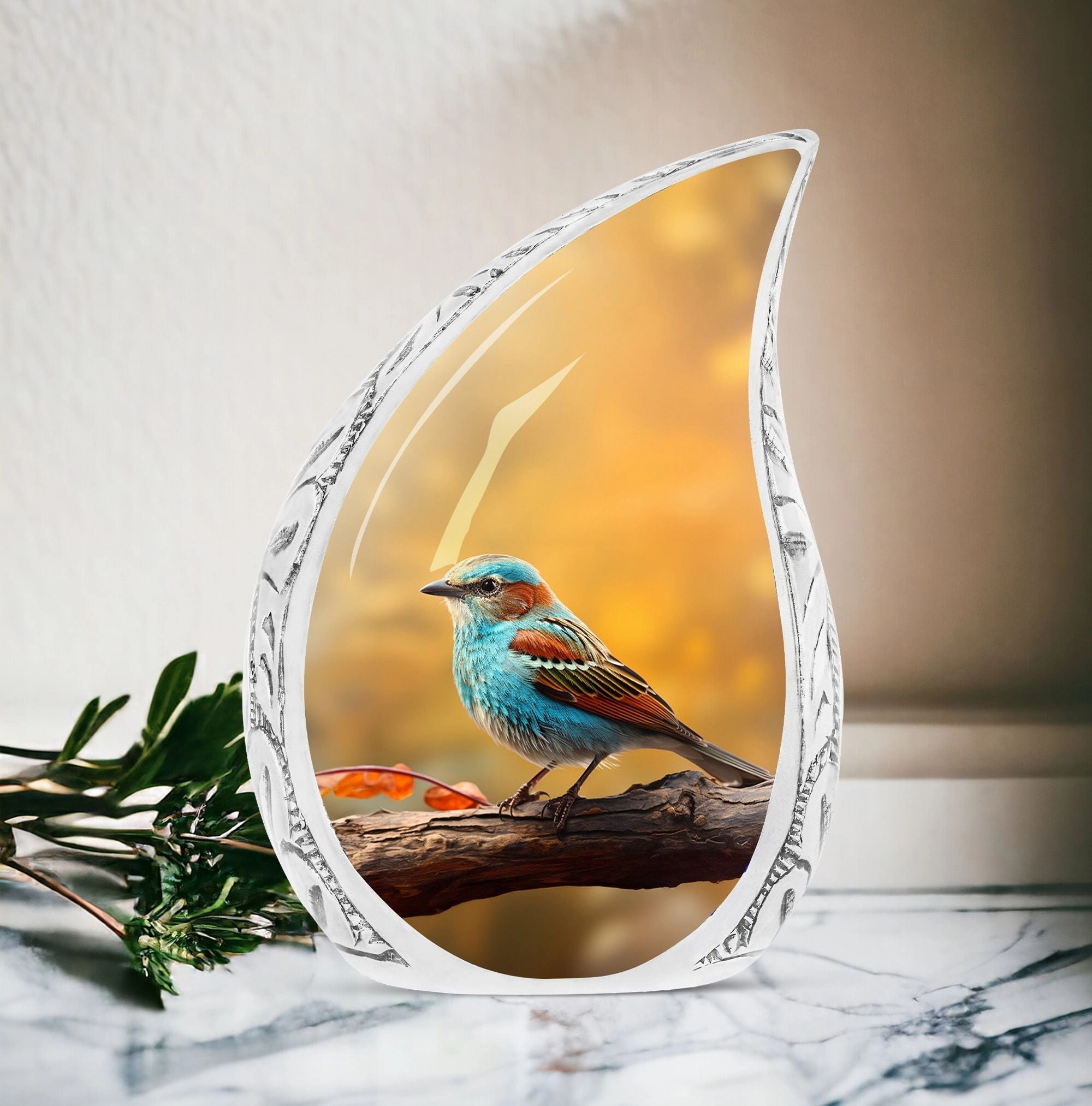 Eternal Serenity - Colorful Sparrow Human Cremation Urn