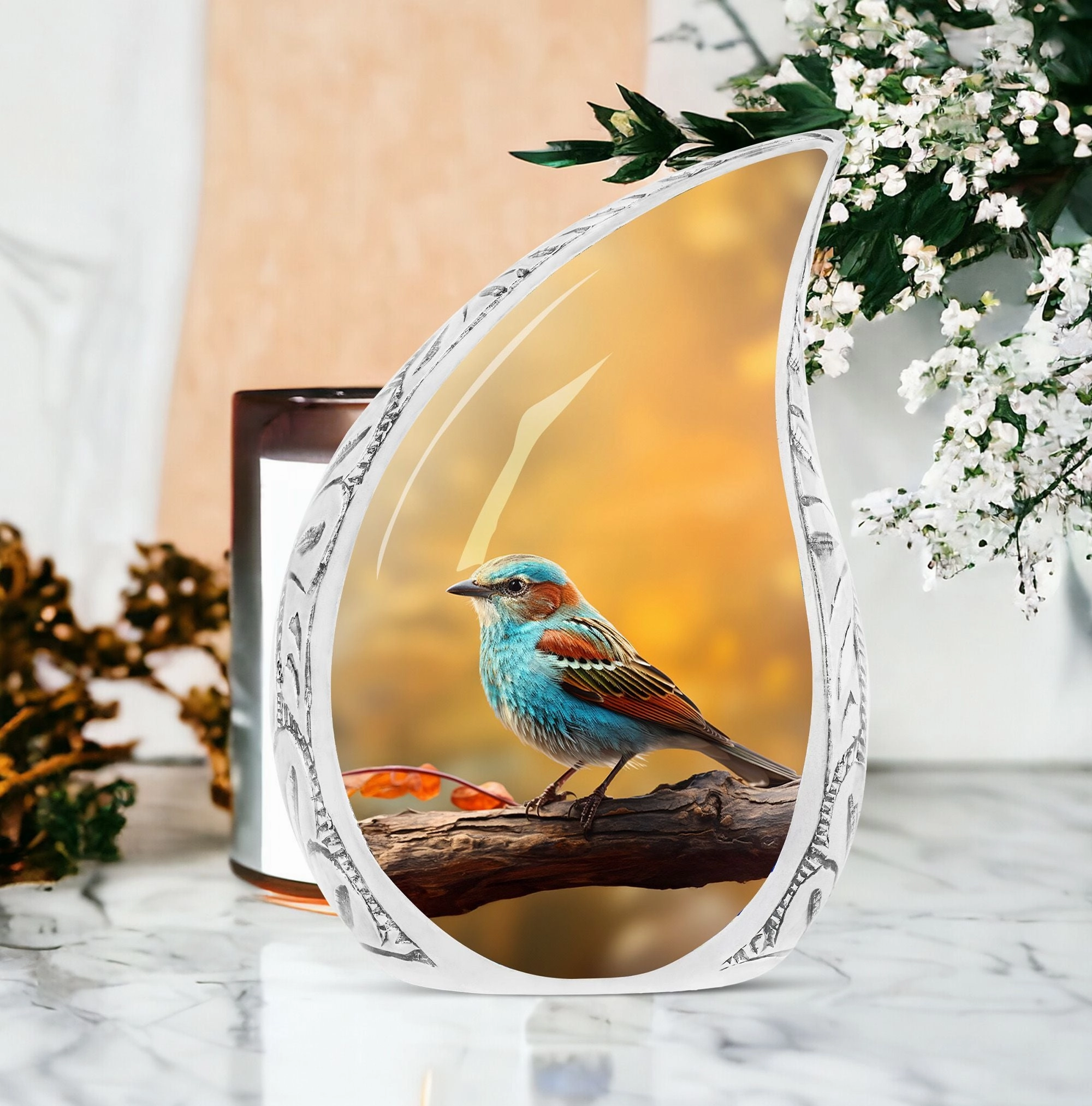 Eternal Serenity - Colorful Sparrow Human Cremation Urn