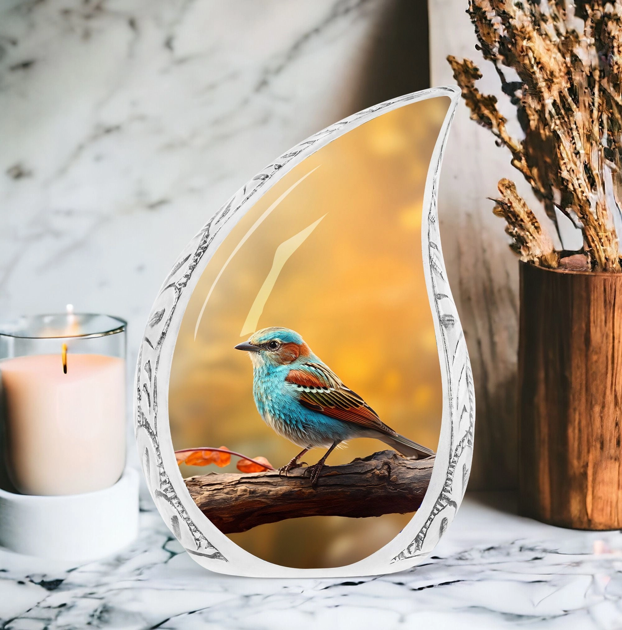 Eternal Serenity - Colorful Sparrow Human Cremation Urn