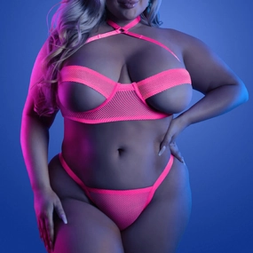 Fantasy Lingerie Glow Slow Motion Peekaboo Cup Bra & Panty - Curvy