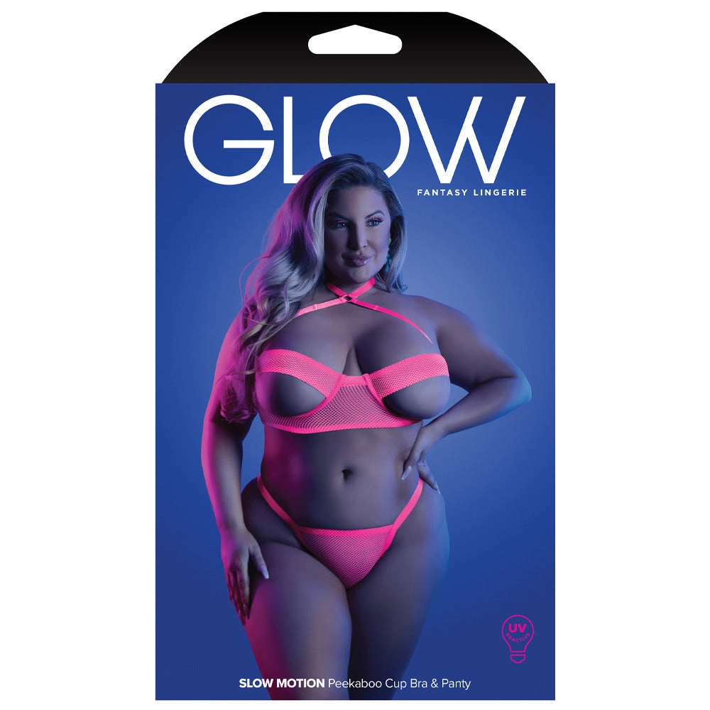Fantasy Lingerie Glow Slow Motion Peekaboo Cup Bra & Panty - Curvy