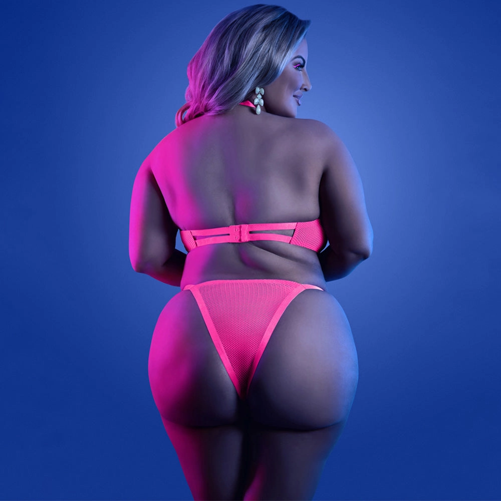 Fantasy Lingerie Glow Slow Motion Peekaboo Cup Bra & Panty - Curvy