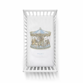 Fitted Sheet Satin - Carousel Blue