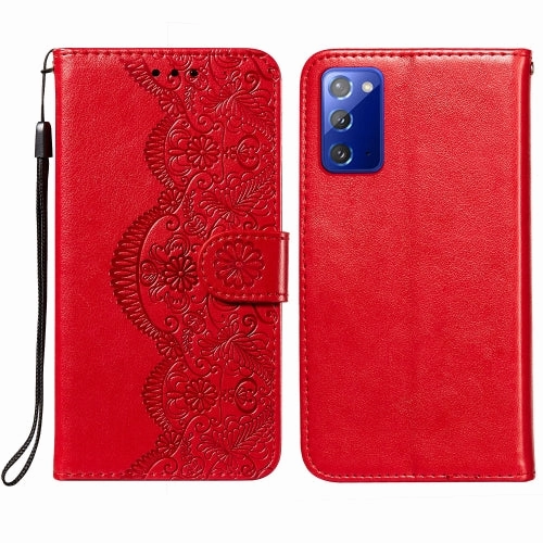 For Samsung  Galaxy Note20 Flower Vine Embossing Pattern Horizontal Flip Leather Case with Card