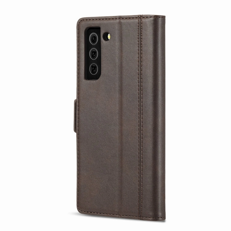 For Samsung Galaxy S21  5G LC.IMEEKE Magnetic Buckle PU   TPU Horizontal Flip Leather Case with