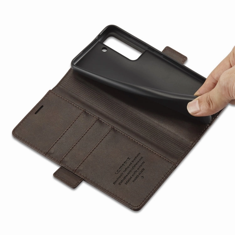 For Samsung Galaxy S21  5G LC.IMEEKE Magnetic Buckle PU   TPU Horizontal Flip Leather Case with