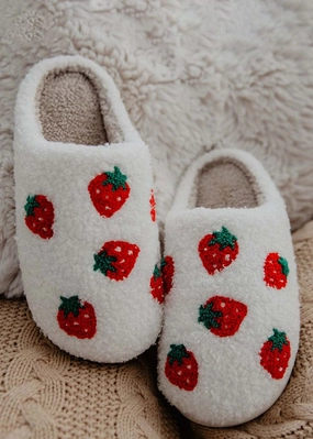 Fuzzy Strawberry Slippers