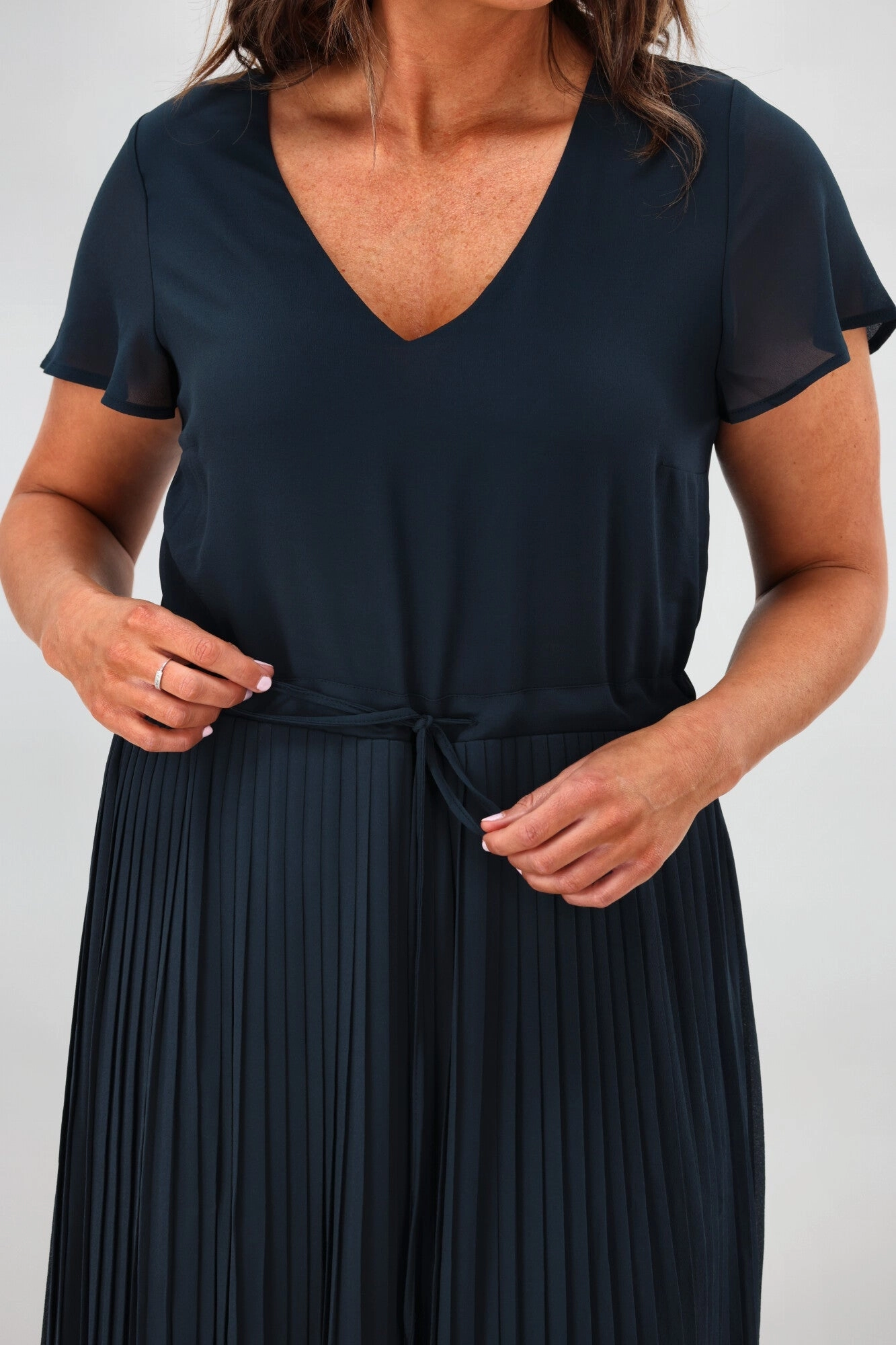Gloss by Shine On Nyla Pleated Dress Deep Teal