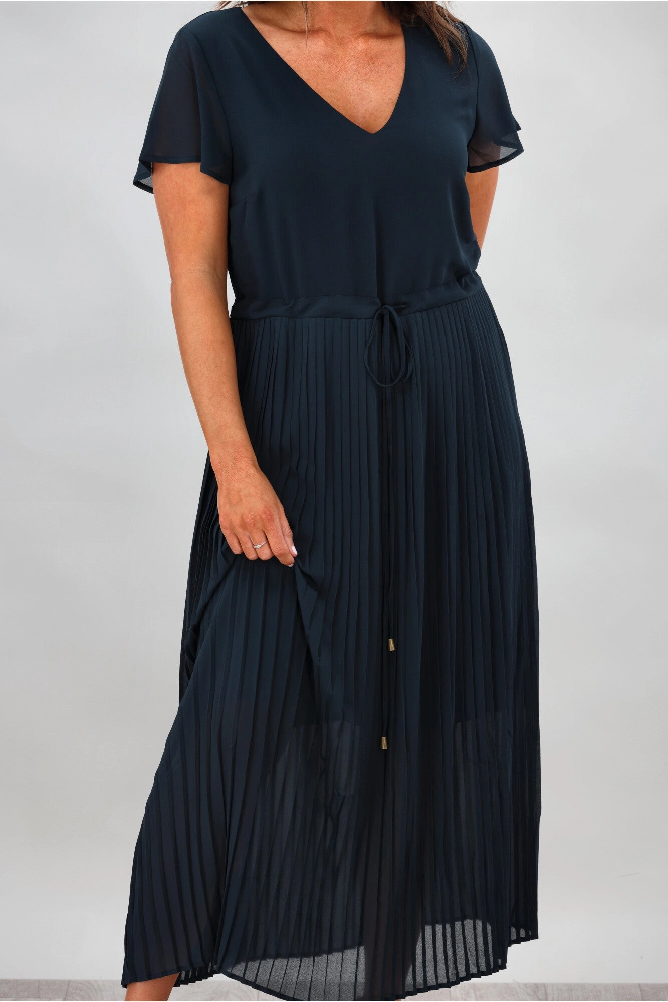 Gloss by Shine On Nyla Pleated Dress Deep Teal
