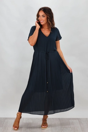 Gloss by Shine On Nyla Pleated Dress Deep Teal