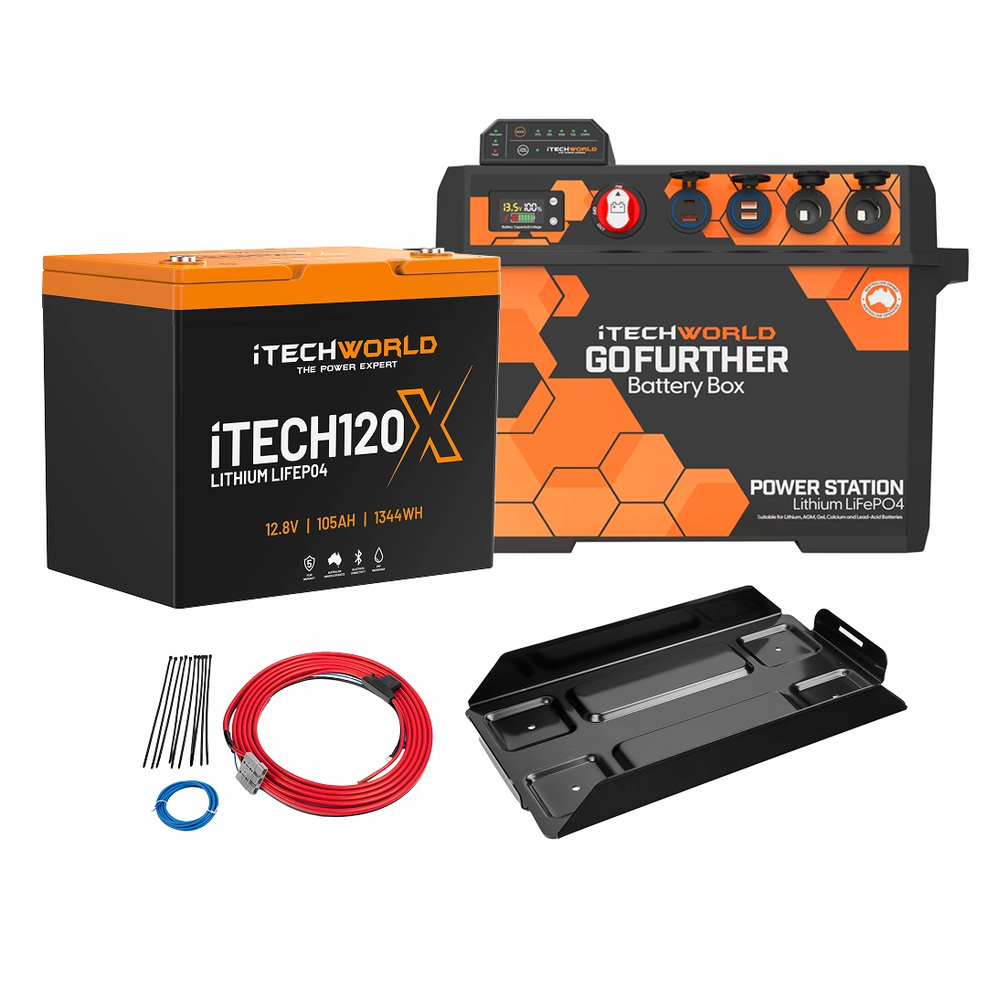 GoFurther | Battery Box Bundle | with iTECHDCDC25 Charger and iTECH120X Lithium Battery