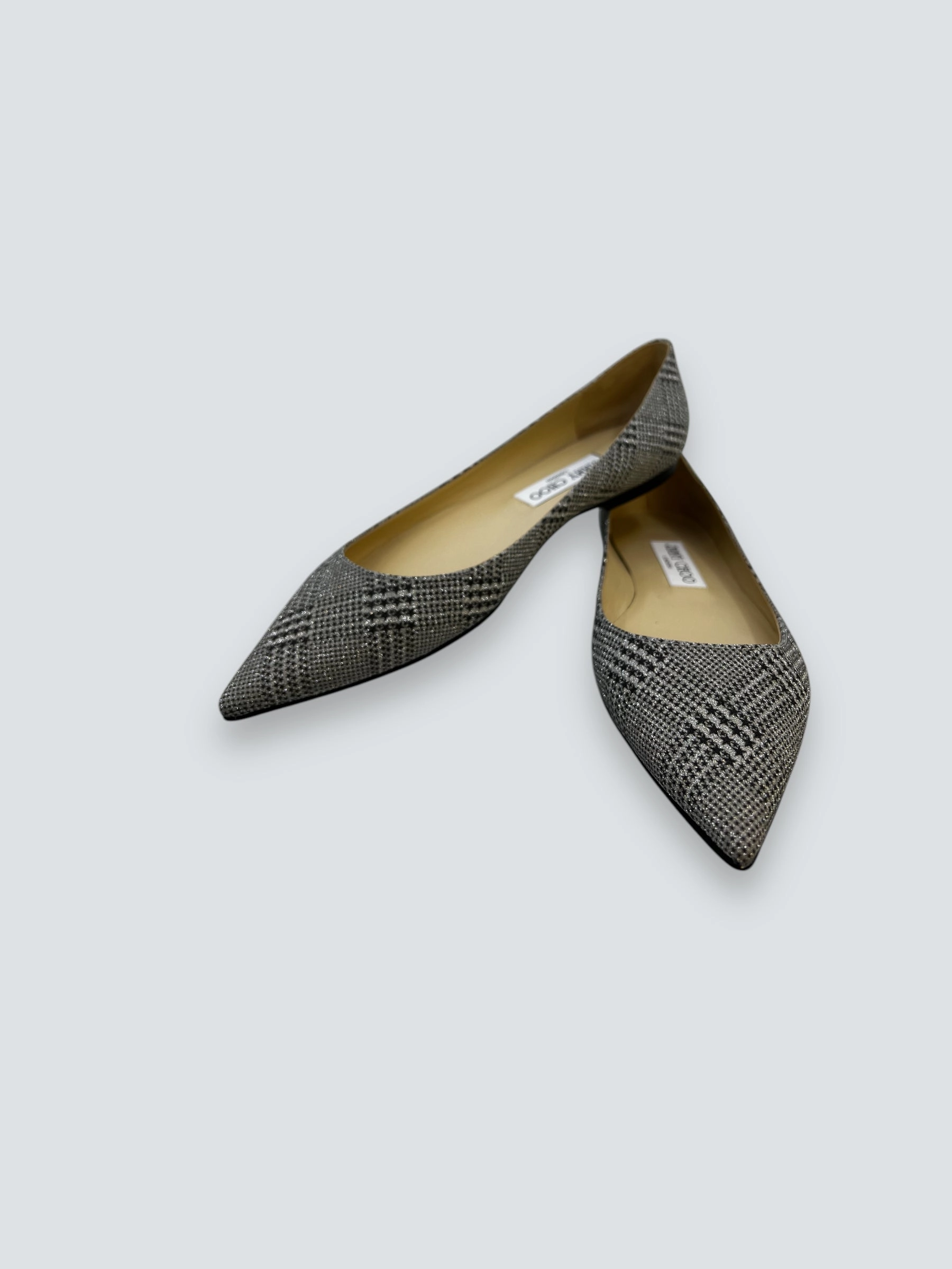 Jimmy Choo Houndstooth Print Glitter Accents Flats - Size UK 4.5