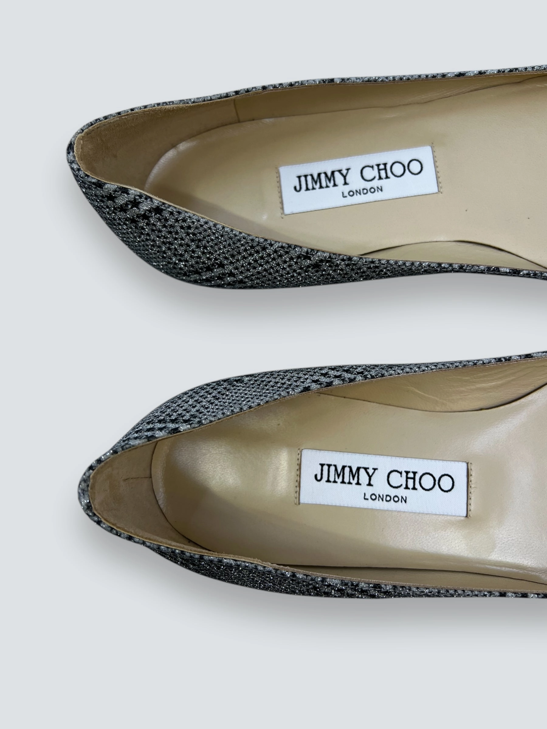 Jimmy Choo Houndstooth Print Glitter Accents Flats - Size UK 4.5