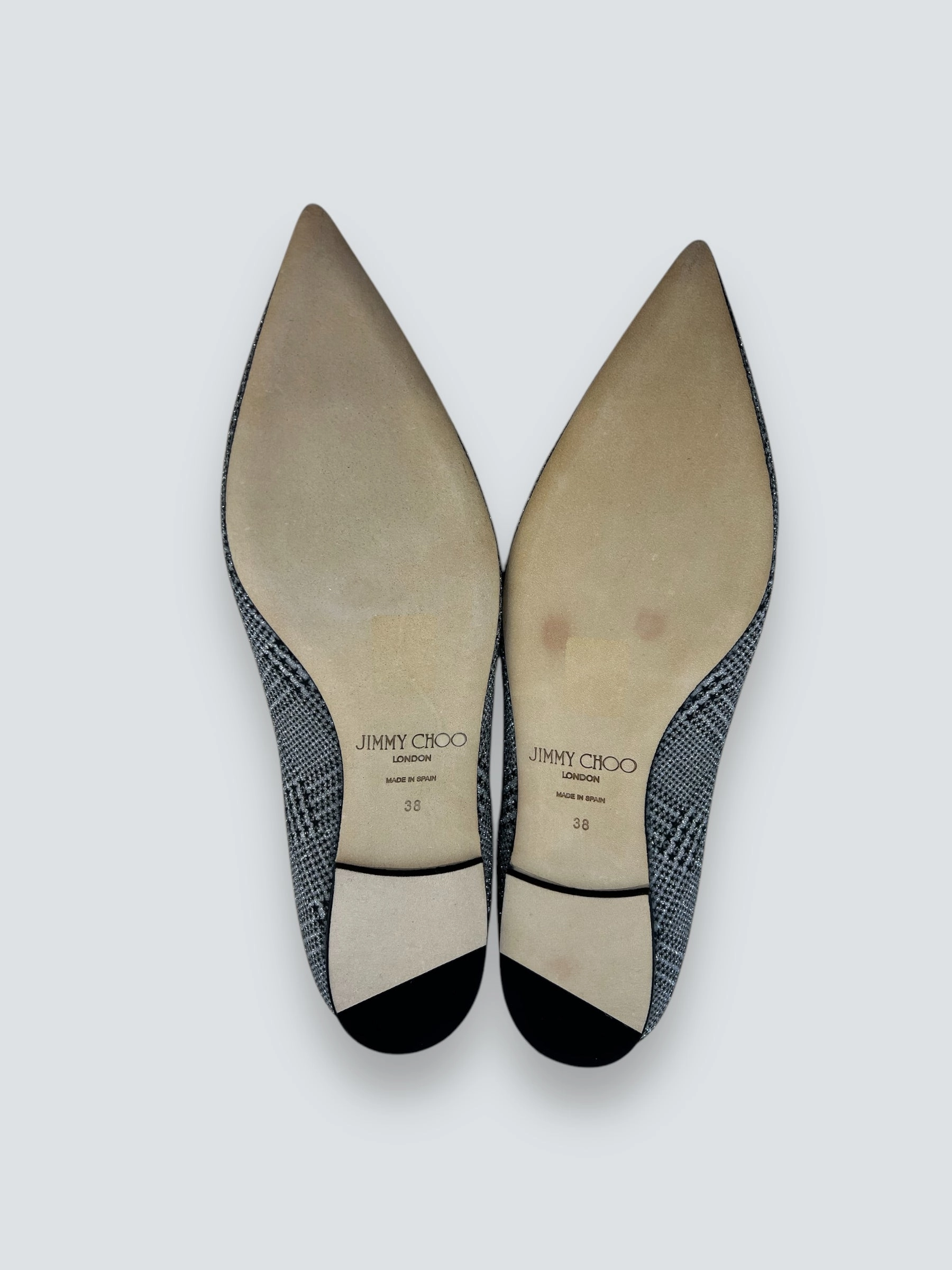 Jimmy Choo Houndstooth Print Glitter Accents Flats - Size UK 4.5