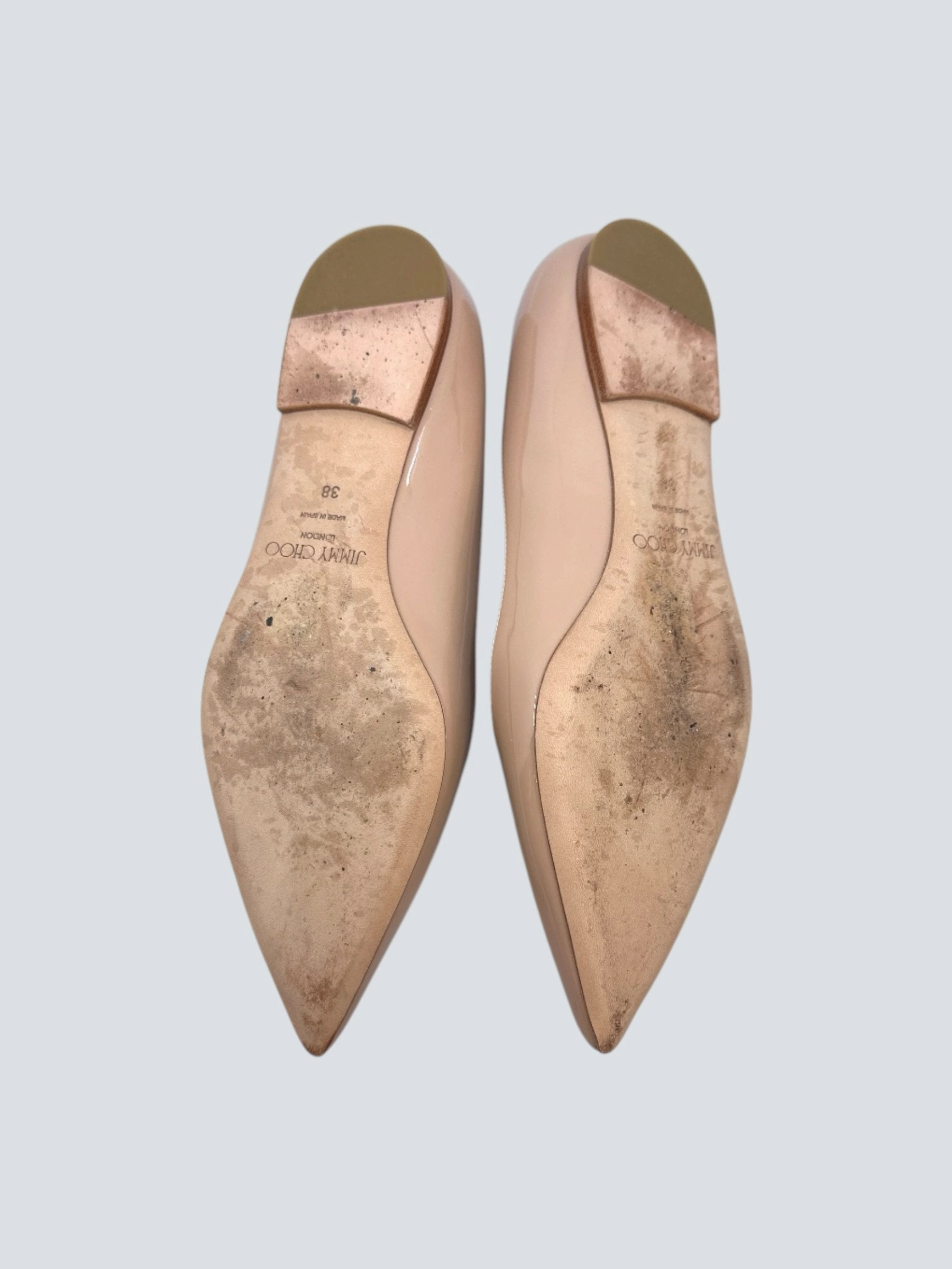 Jimmy Choo Size Uk 5 Nude Patent Leather Love Flats