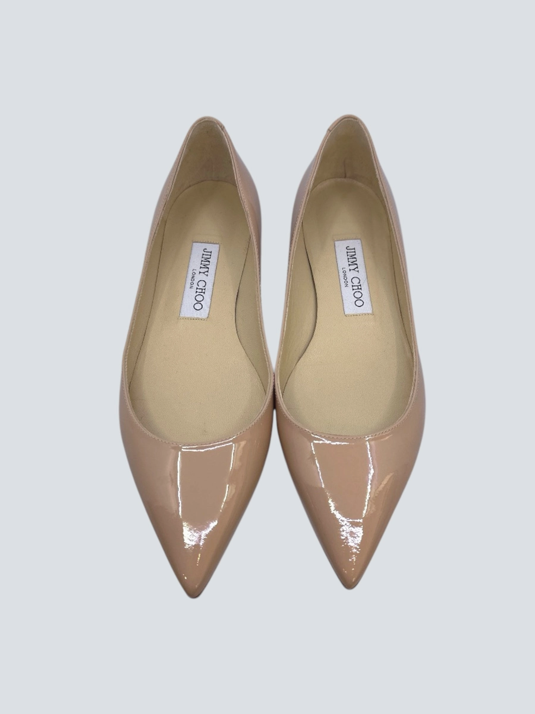 Jimmy Choo Size Uk 5 Nude Patent Leather Love Flats