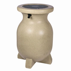 Koolscapes 55 Gallon Rain Barrel | Sandstone-Look Rainwater Collection Urn | Outdoor Water Catcher & Storage | Sustainable Watering For Lawn Plants & Gardens | Brass Spigot | Recycled Plastic | Beige