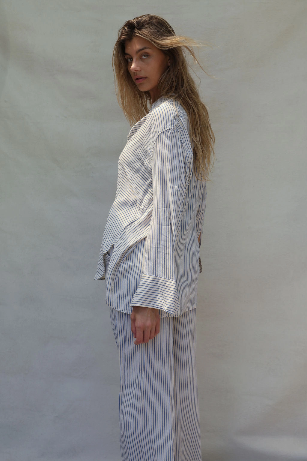 Layla Shirt - Periwinkle Stripe