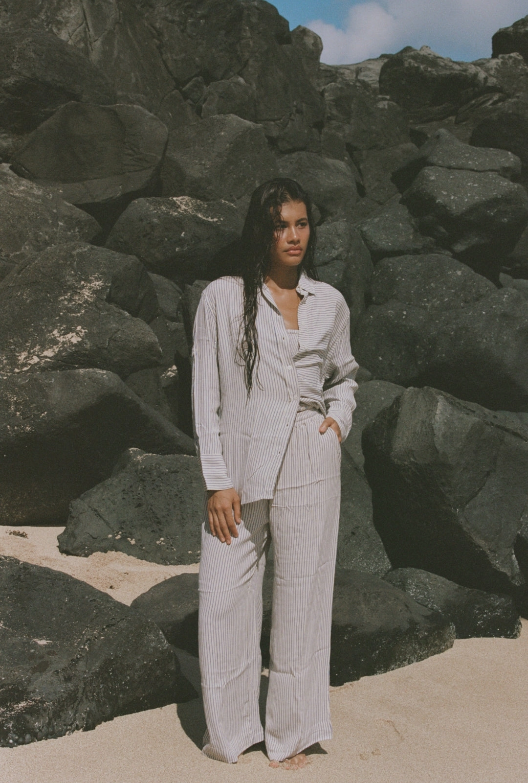 Layla Shirt - Periwinkle Stripe