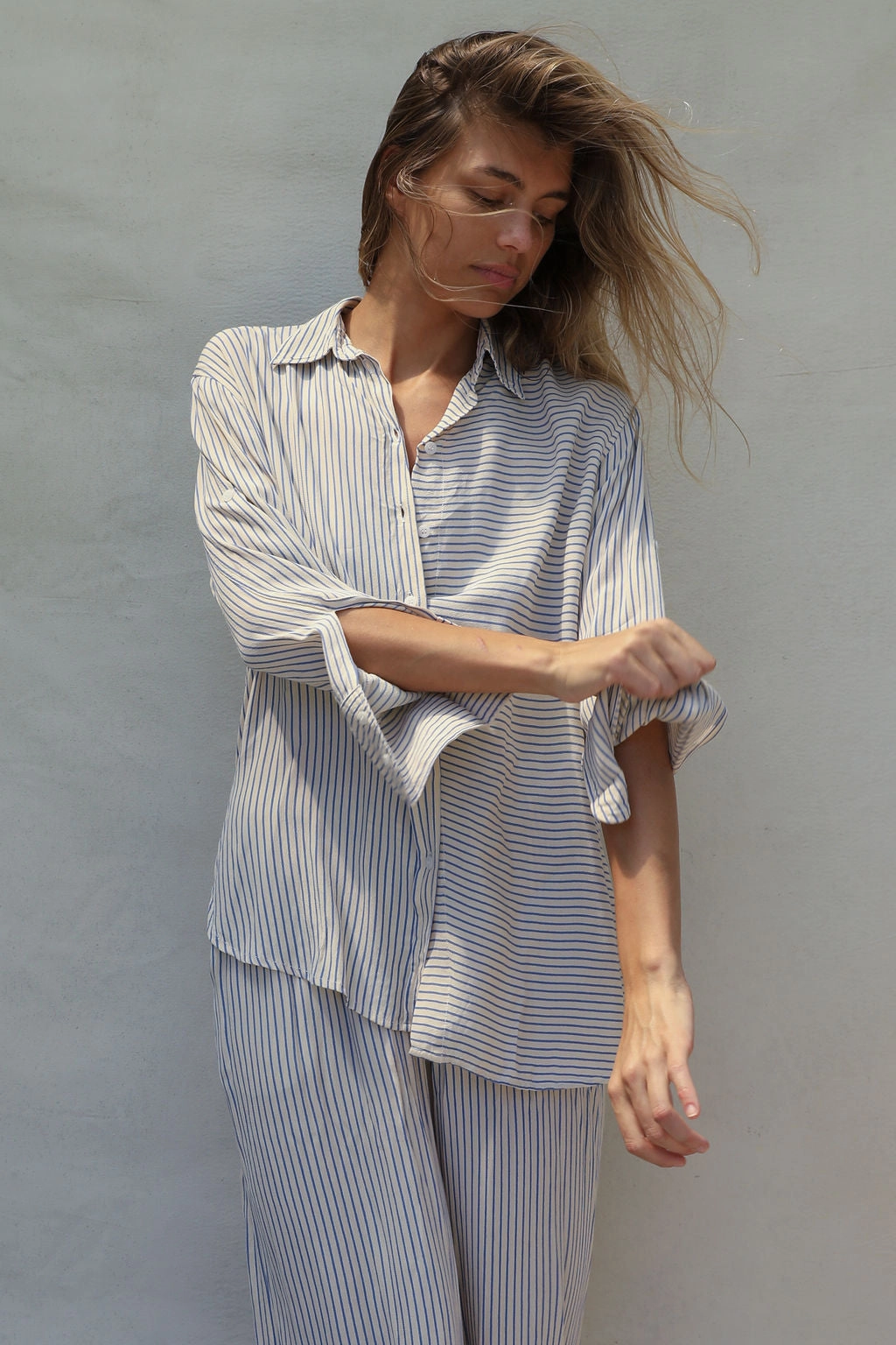 Layla Shirt - Periwinkle Stripe