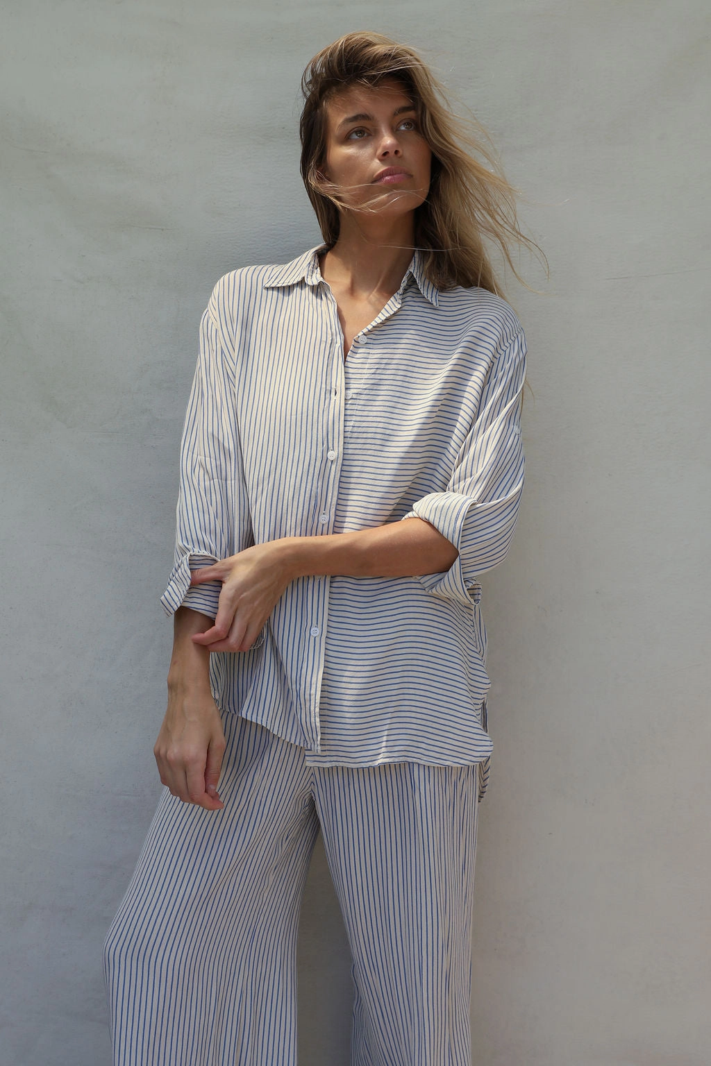 Layla Shirt - Periwinkle Stripe