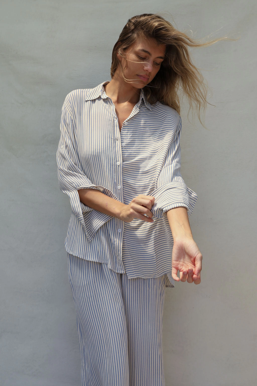 Layla Shirt - Periwinkle Stripe