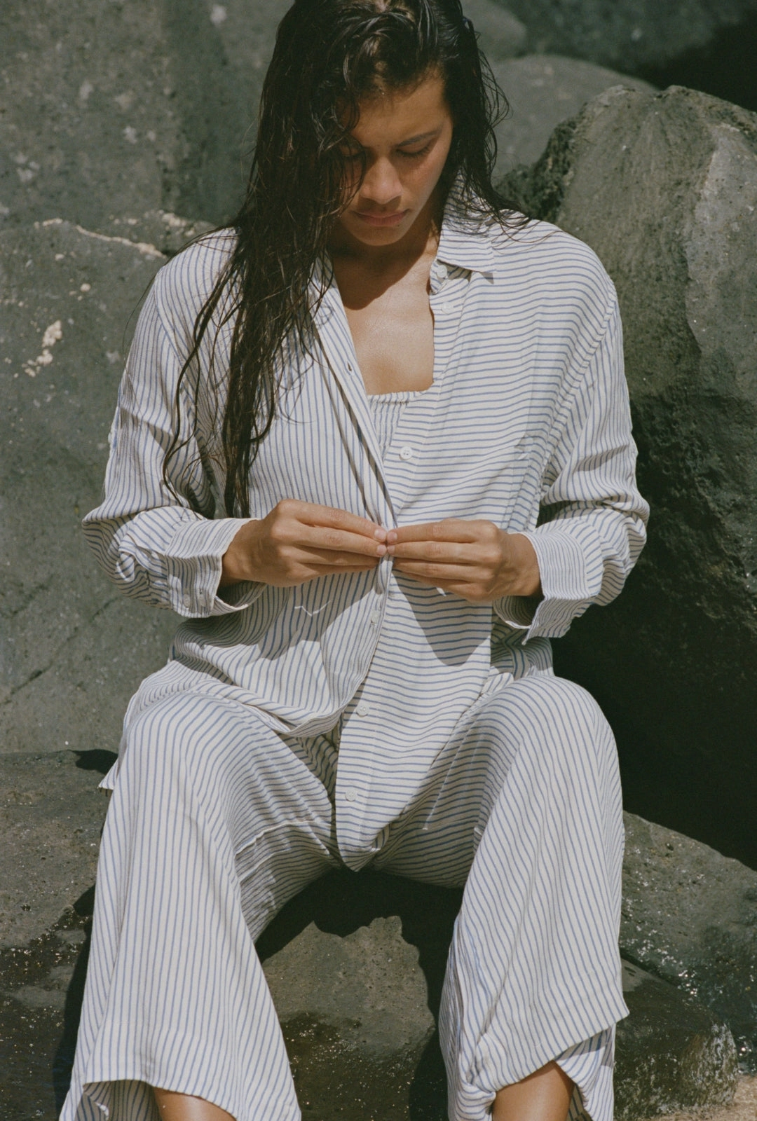 Layla Shirt - Periwinkle Stripe