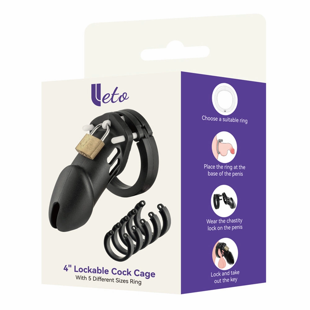 Leto 4" Lockable Silicone Cock Cage