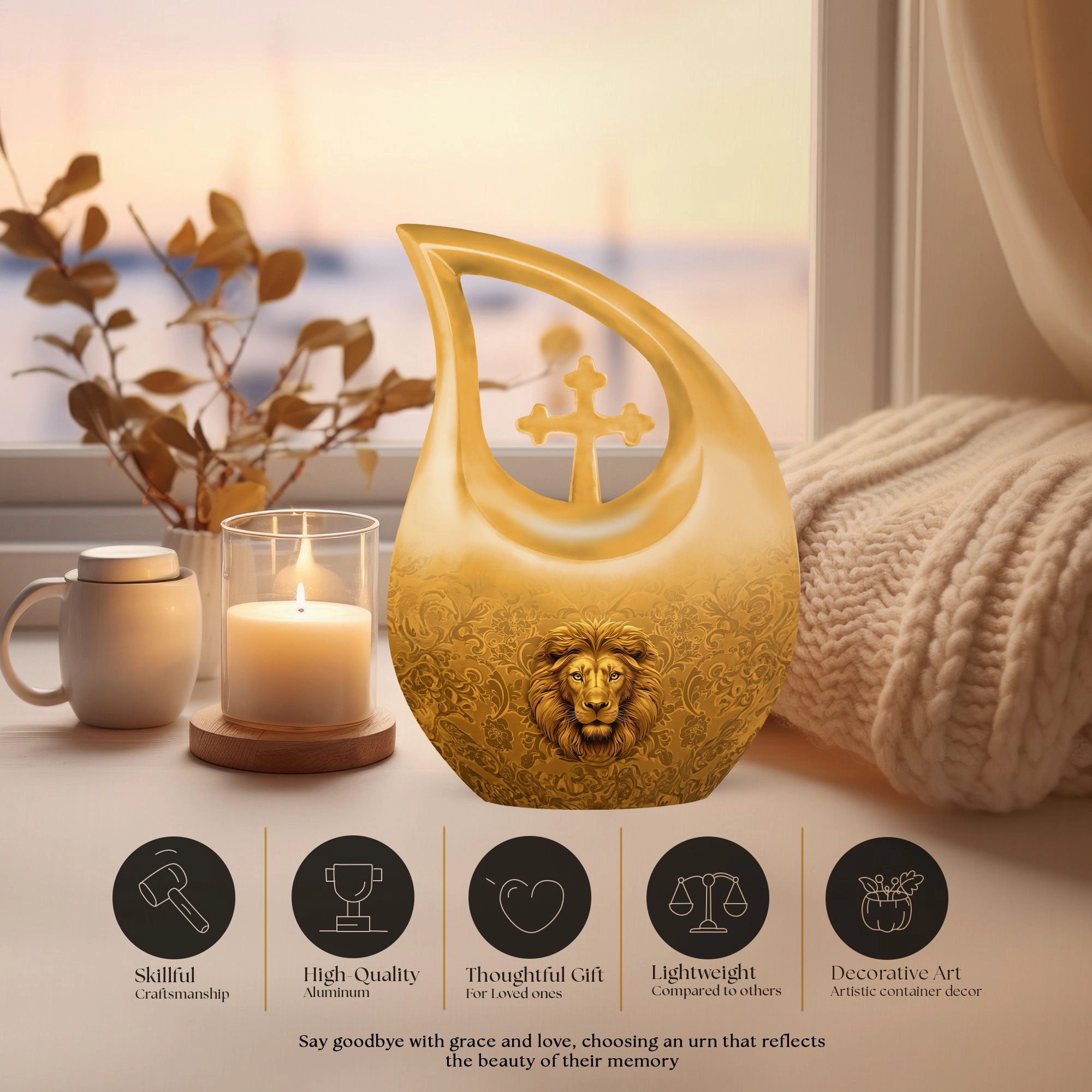 Lion Cremation Urn  - Memorial Cremation Urn for Adult  Ashes