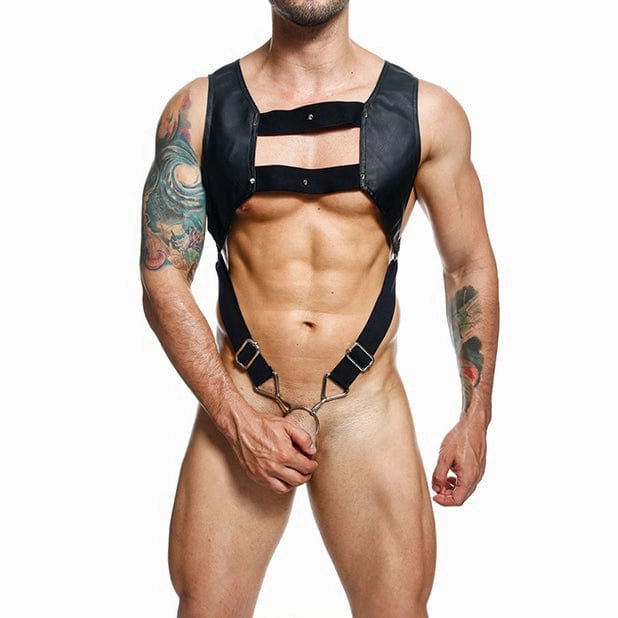 Male Basics - Dngeon Croptop Harness Cockring (Black)