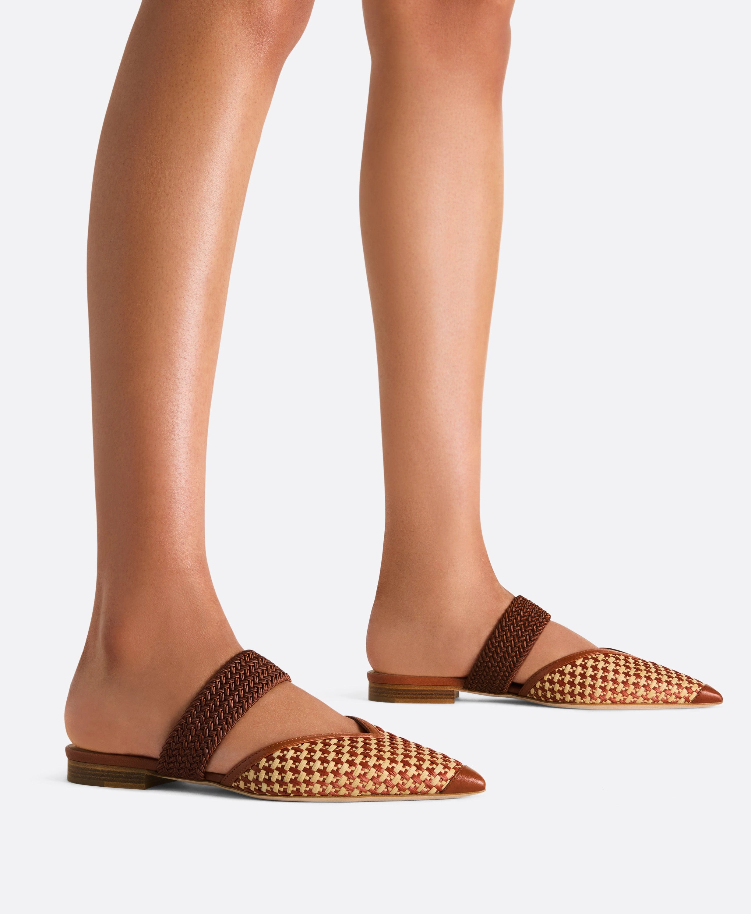 Manu Tan Raffia Flat Mules