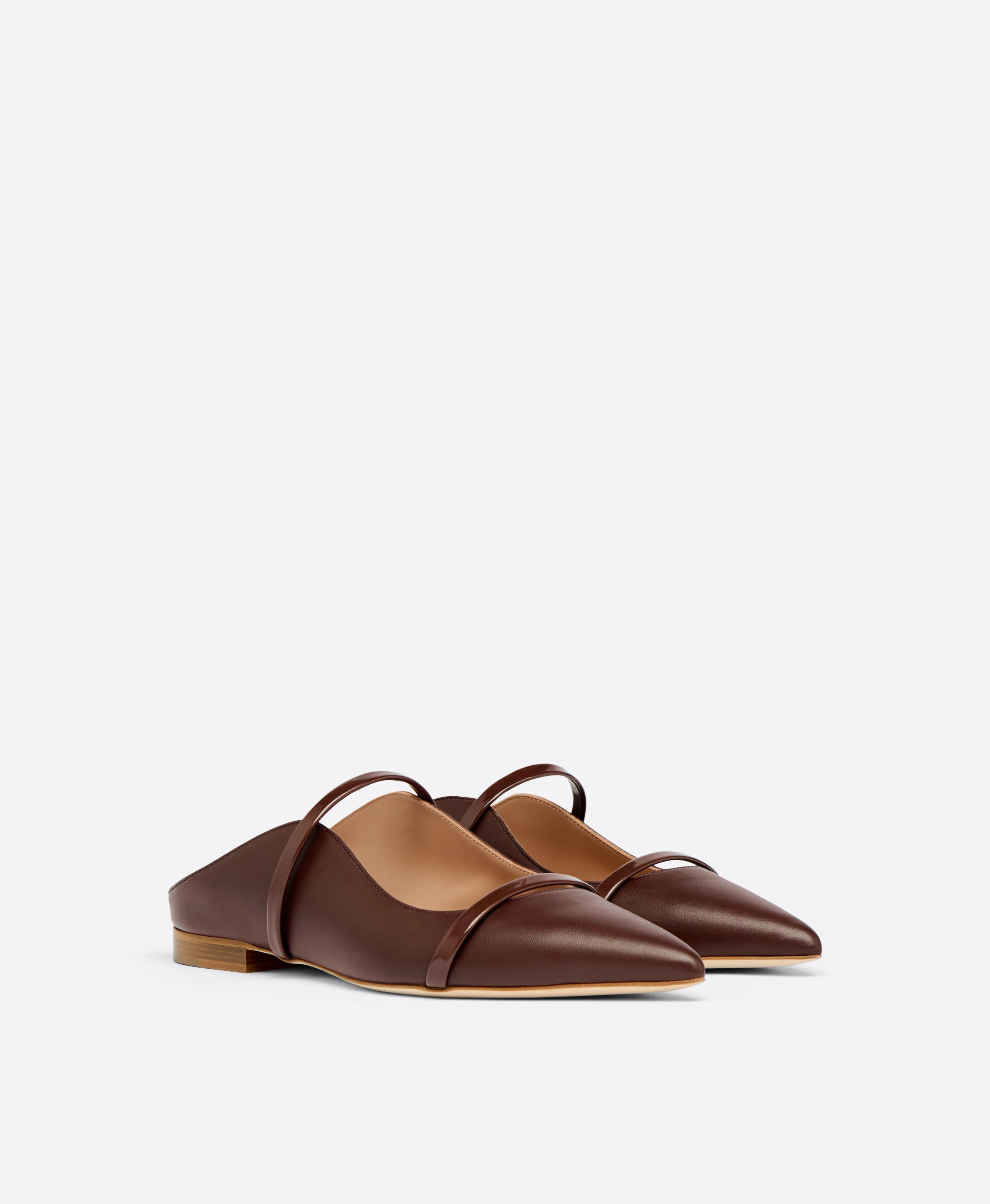 Maureen Dark Brown Leather Flat Mules