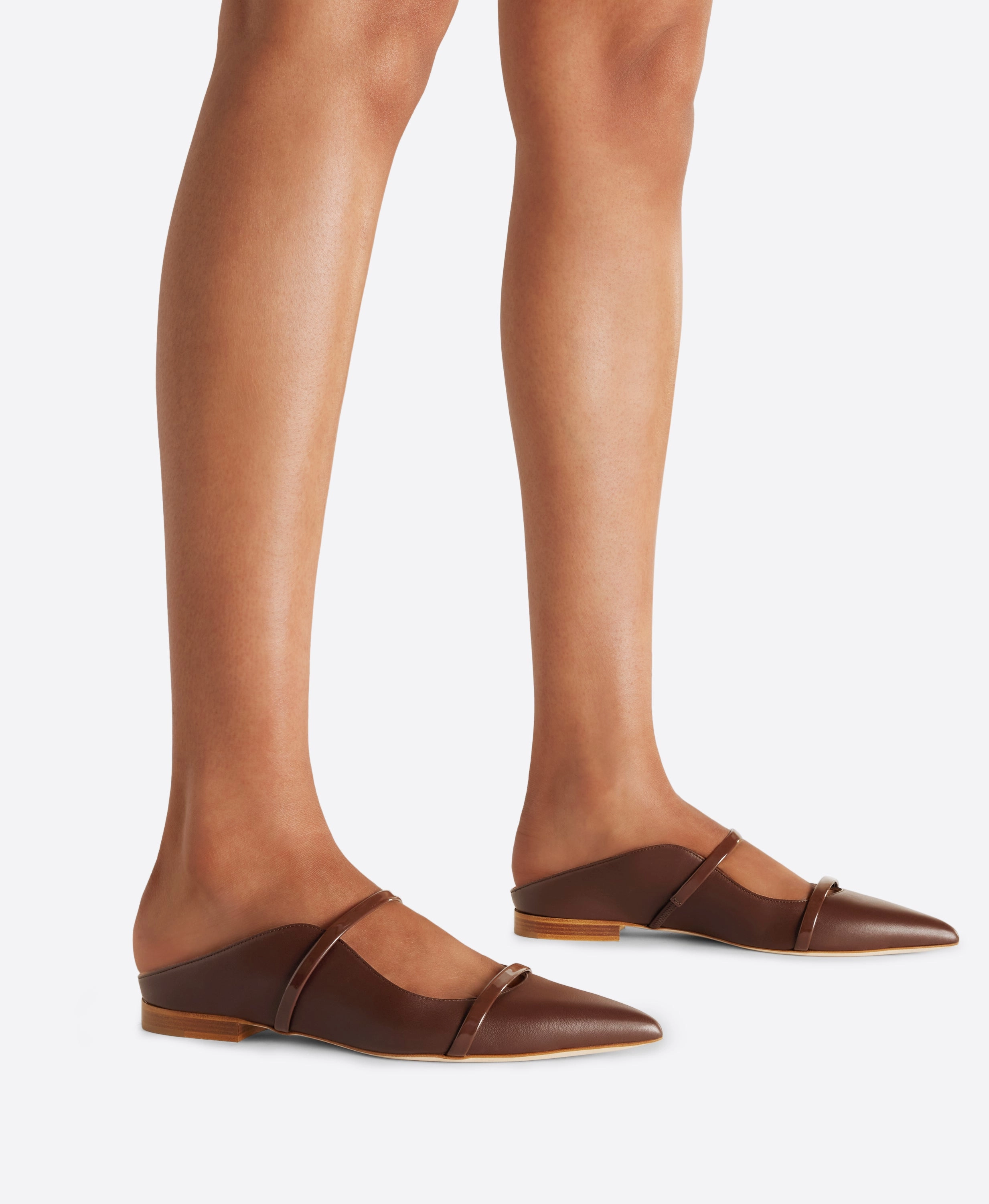 Maureen Dark Brown Leather Flat Mules