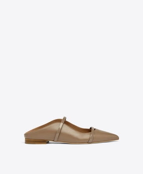 Maureen Taupe Leather Flat Mules