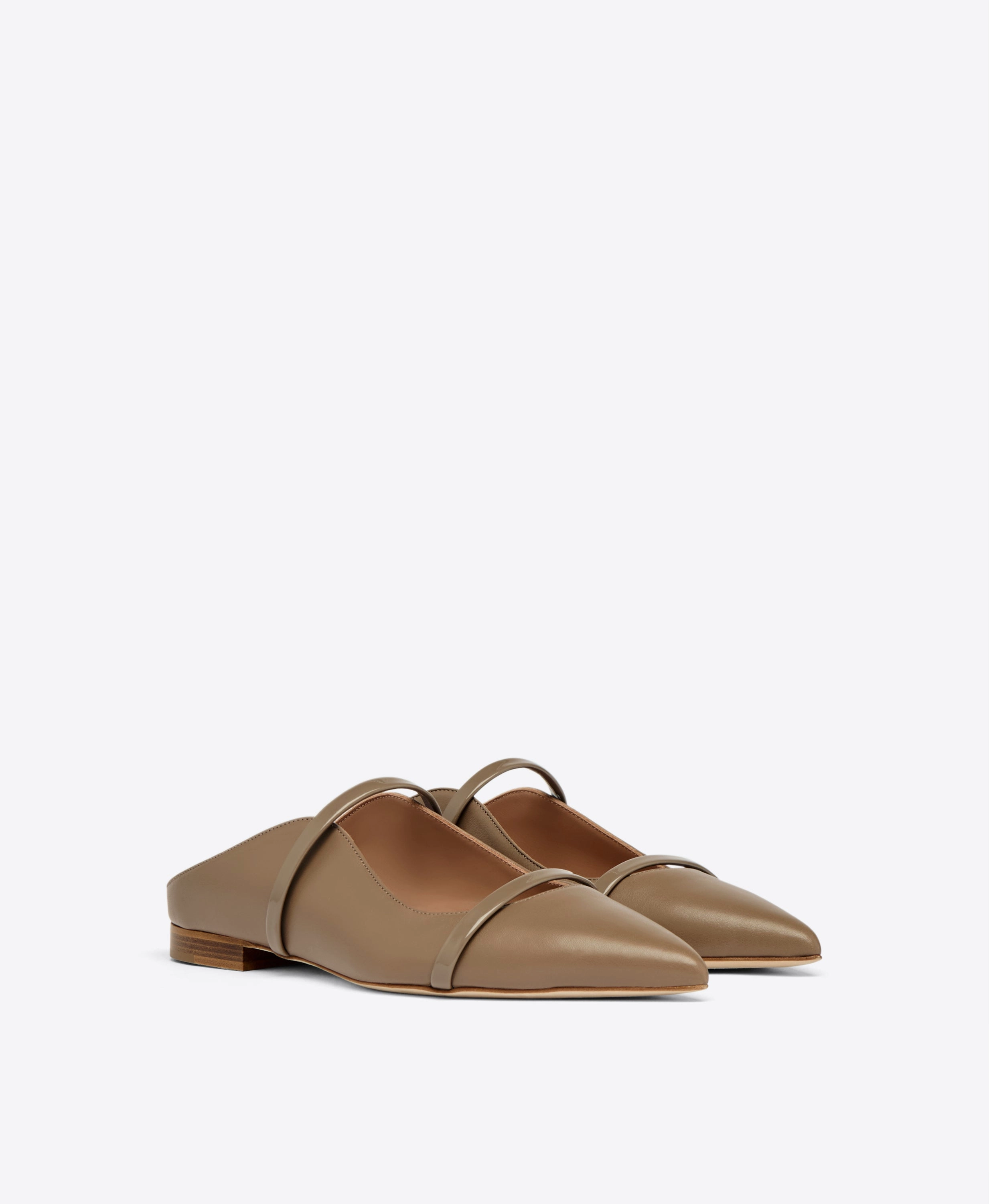Maureen Taupe Leather Flat Mules
