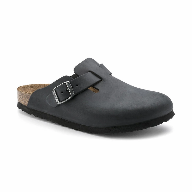 Men's Boston Black Oiled Leather