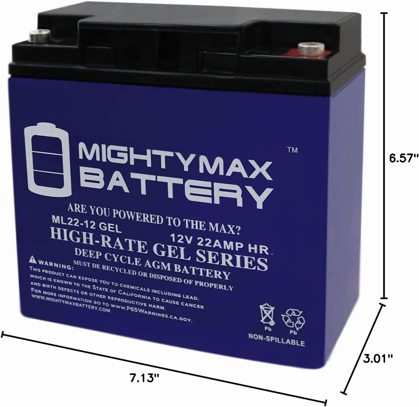 Mighty Max ML22-12GEL 12V 22 AH GEL Rechargeable Maintenance Free SLA AGM Battery