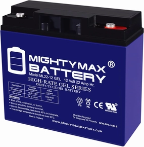 Mighty Max ML22-12GEL 12V 22 AH GEL Rechargeable Maintenance Free SLA AGM Battery