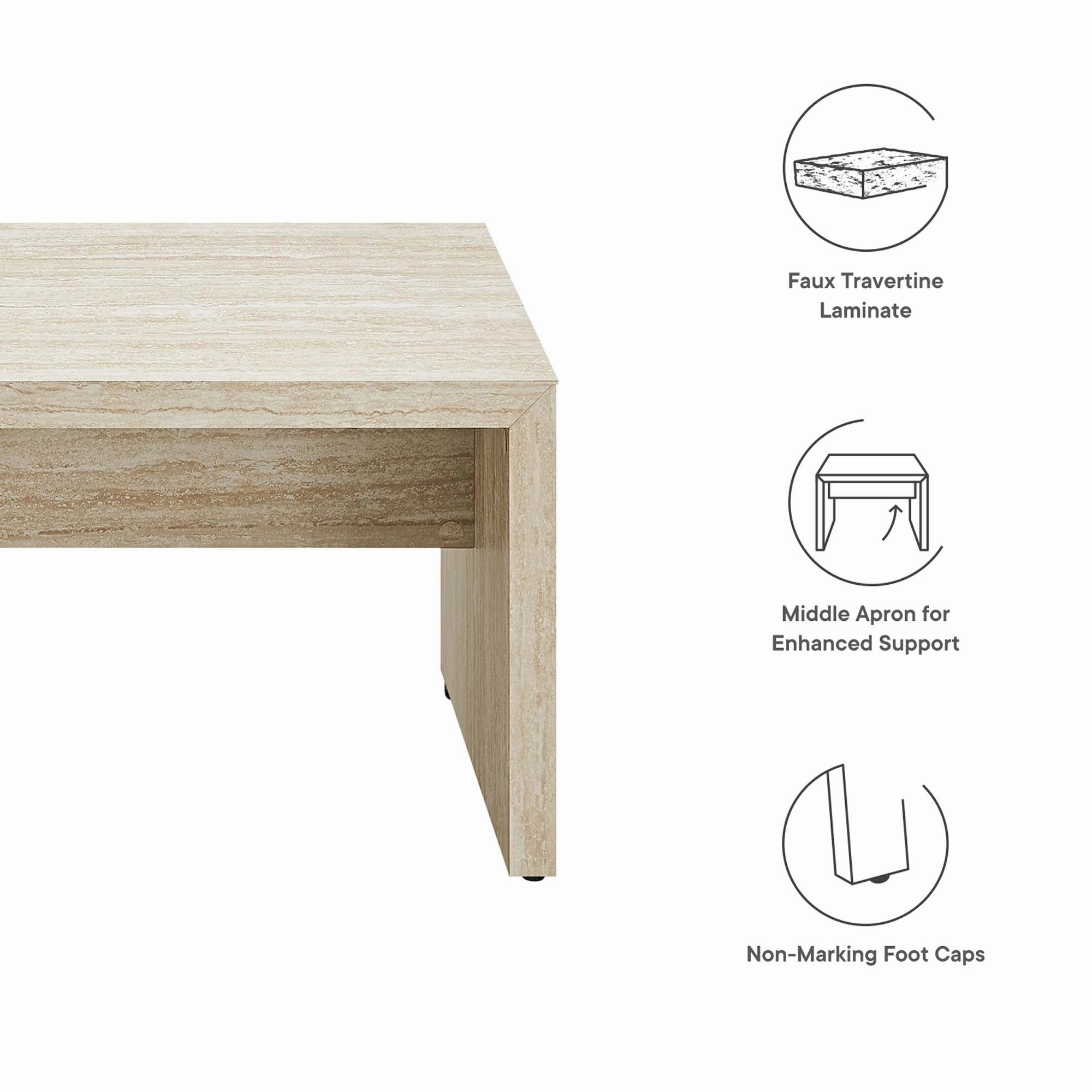 Mirella 53.5” Faux Travertine Bench by Modway
