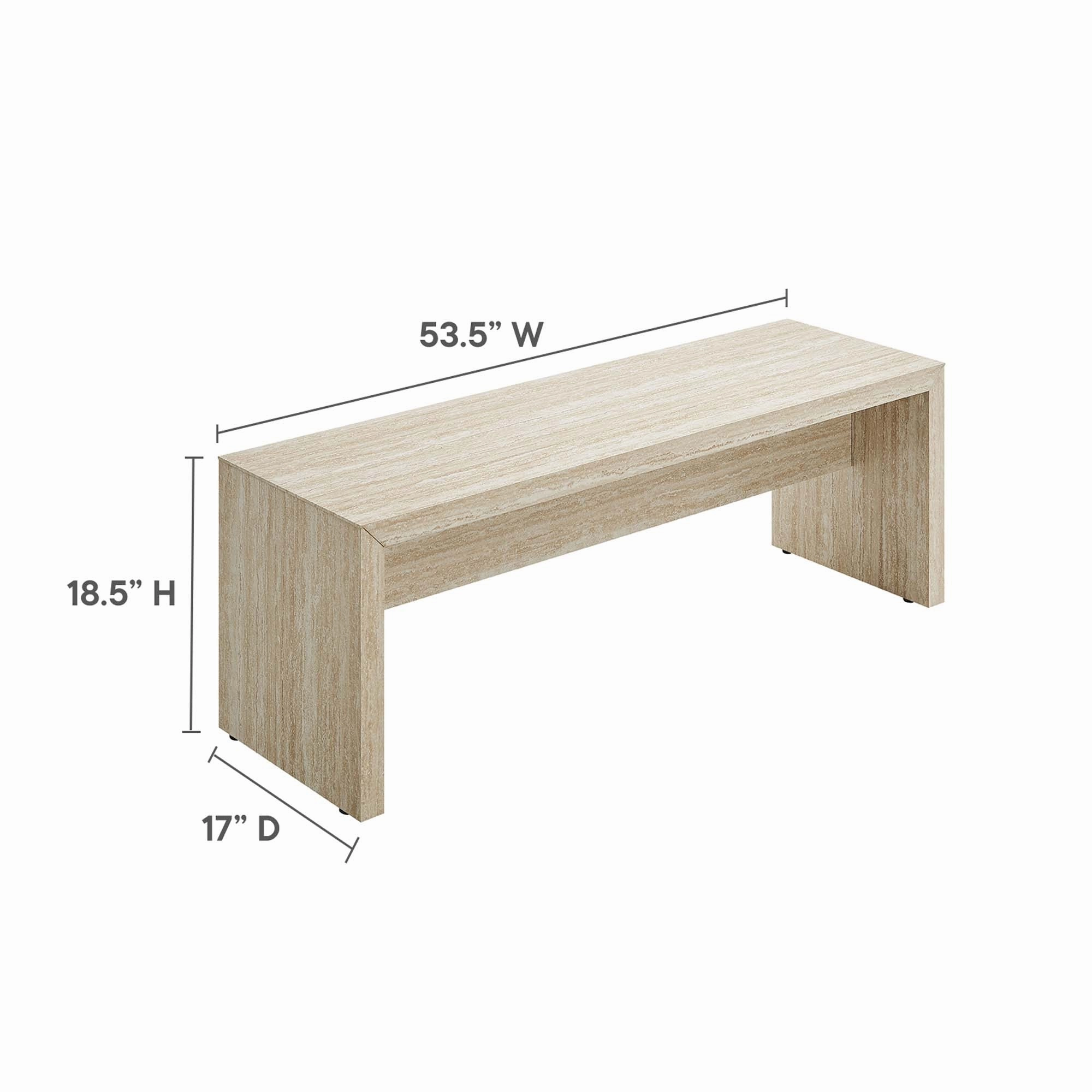 Mirella 53.5” Faux Travertine Bench by Modway