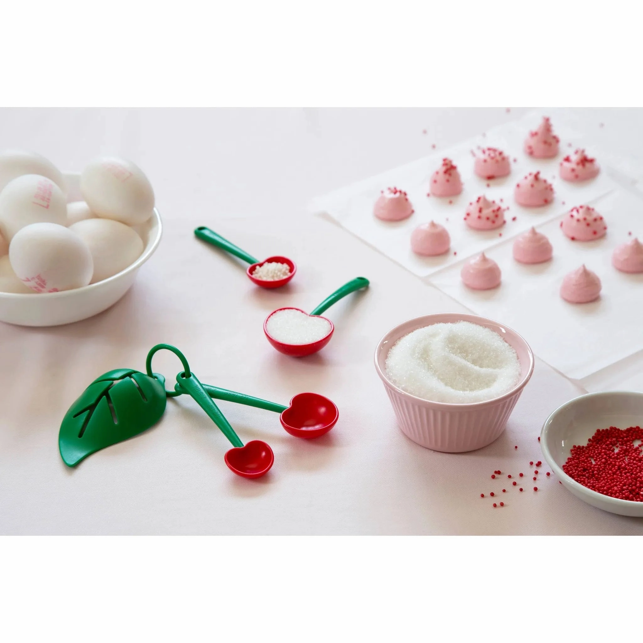 Mon Cherry Measuring Spoons & Egg Separator: BPA-Free, Nesting Design, Dishwasher-Safe, 5-Piece Set