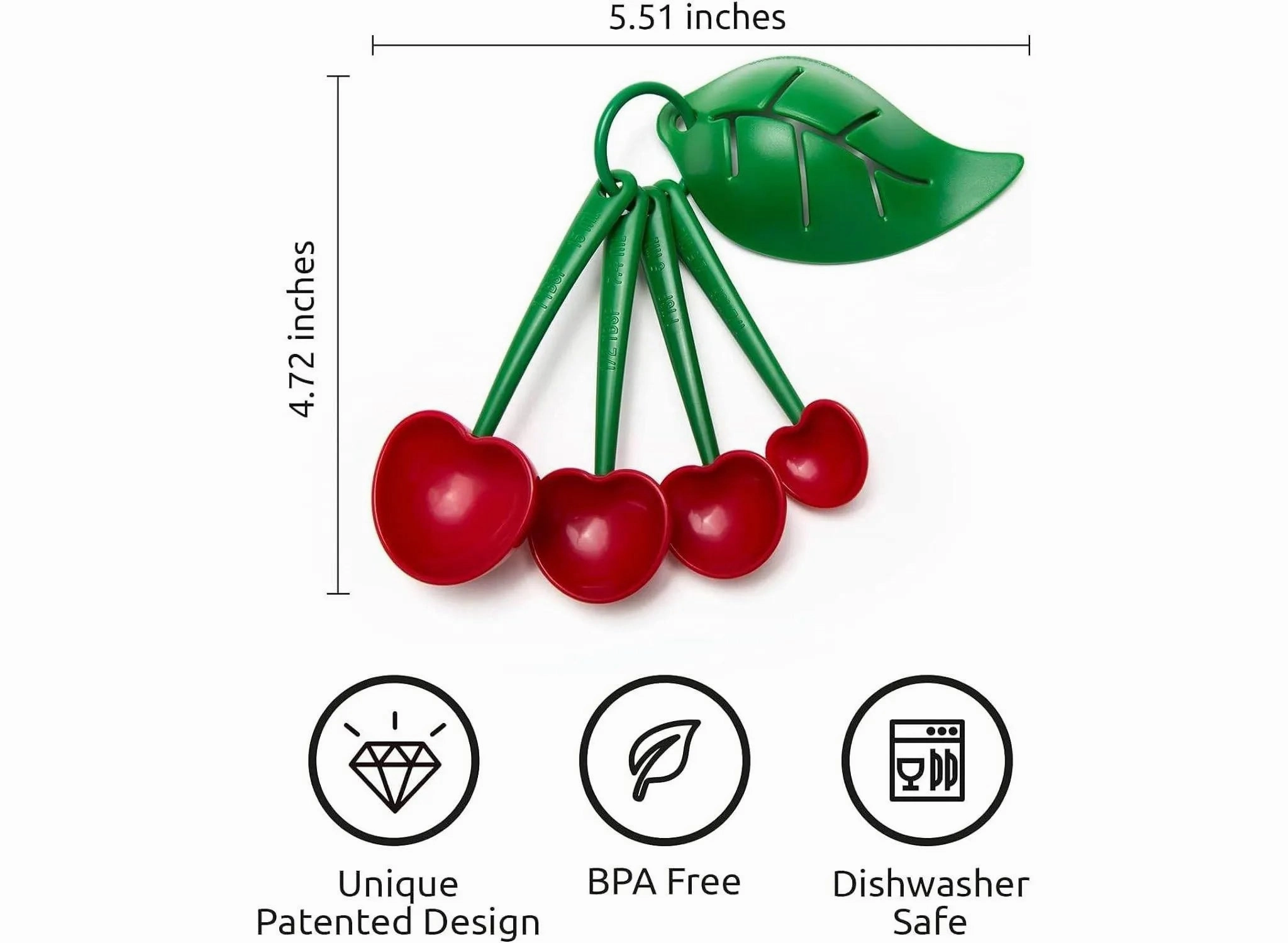 Mon Cherry Measuring Spoons & Egg Separator: BPA-Free, Nesting Design, Dishwasher-Safe, 5-Piece Set