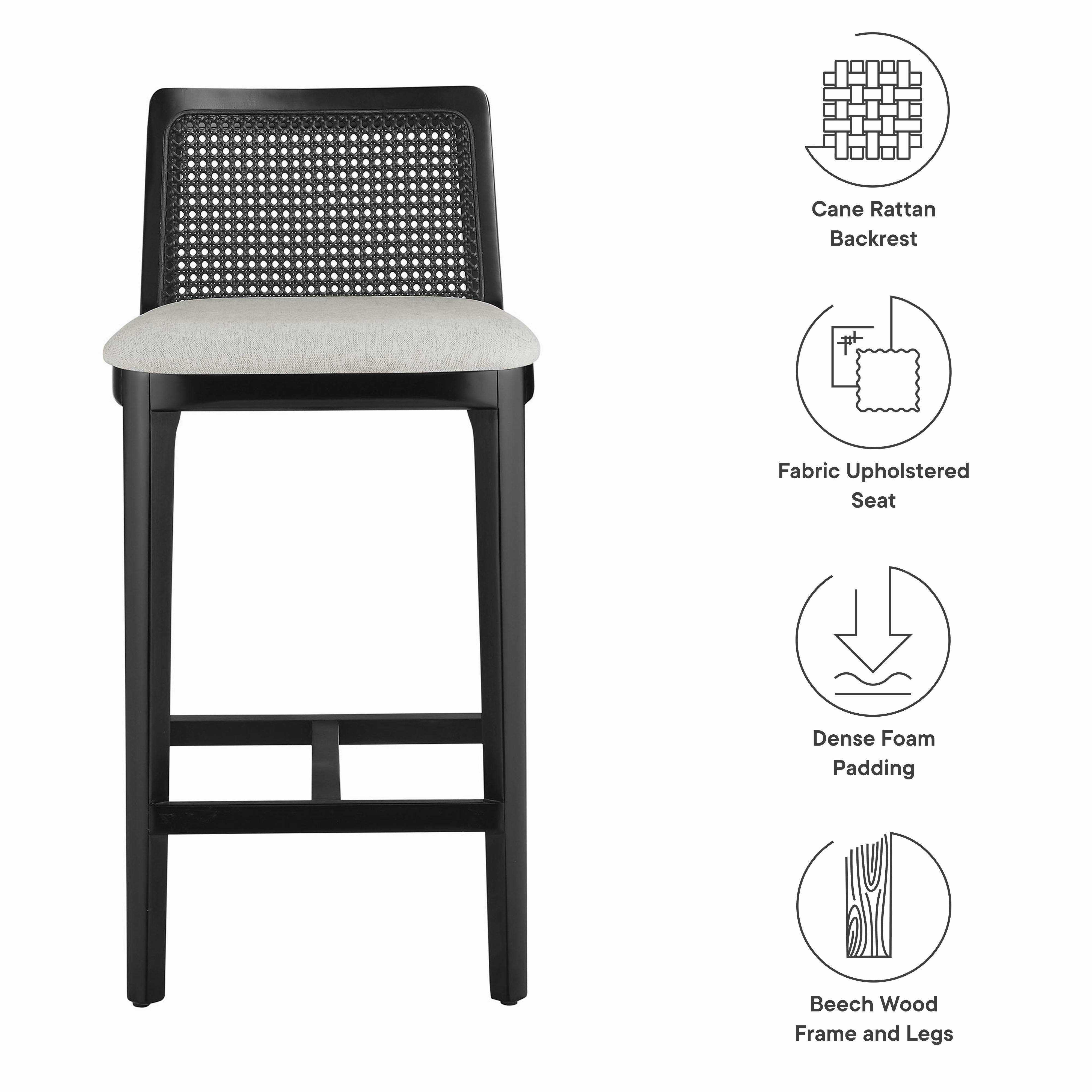 Monarch Beech Wood and Rattan Counter Stool by Modway