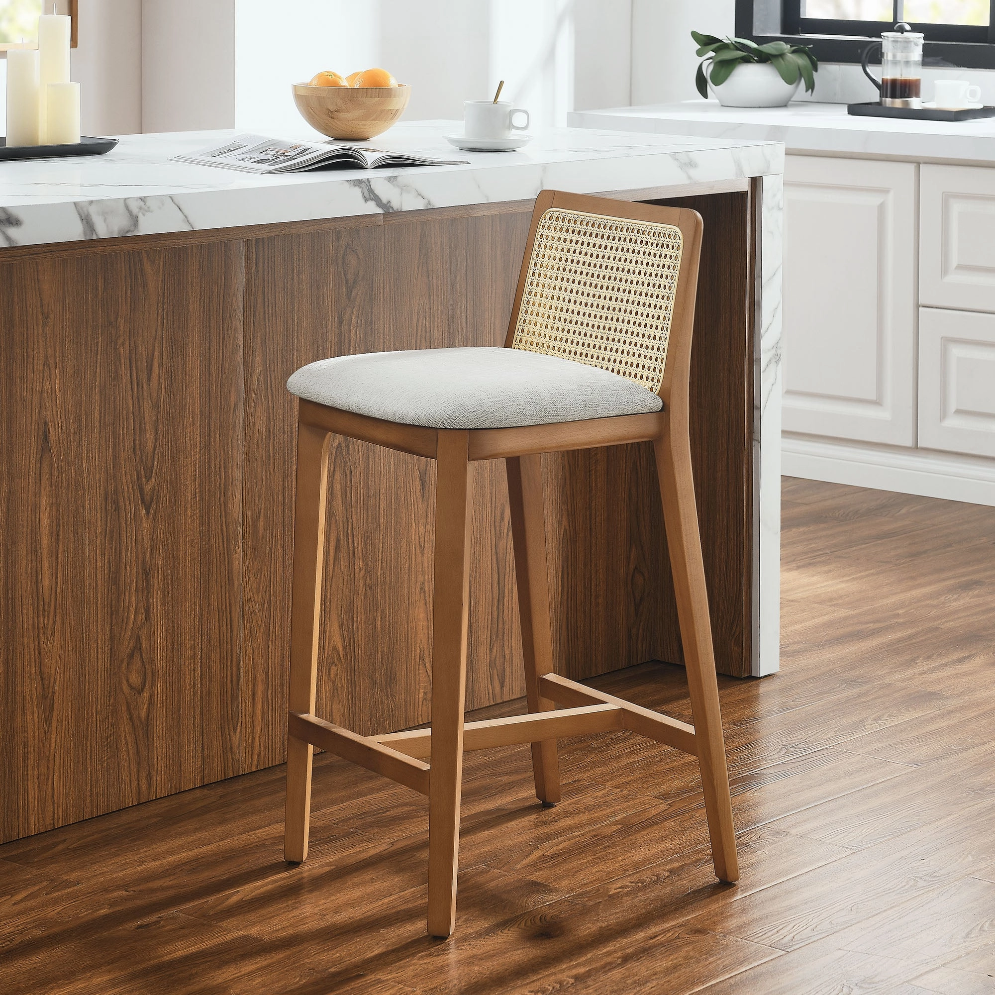 Monarch Beech Wood and Rattan Counter Stool by Modway