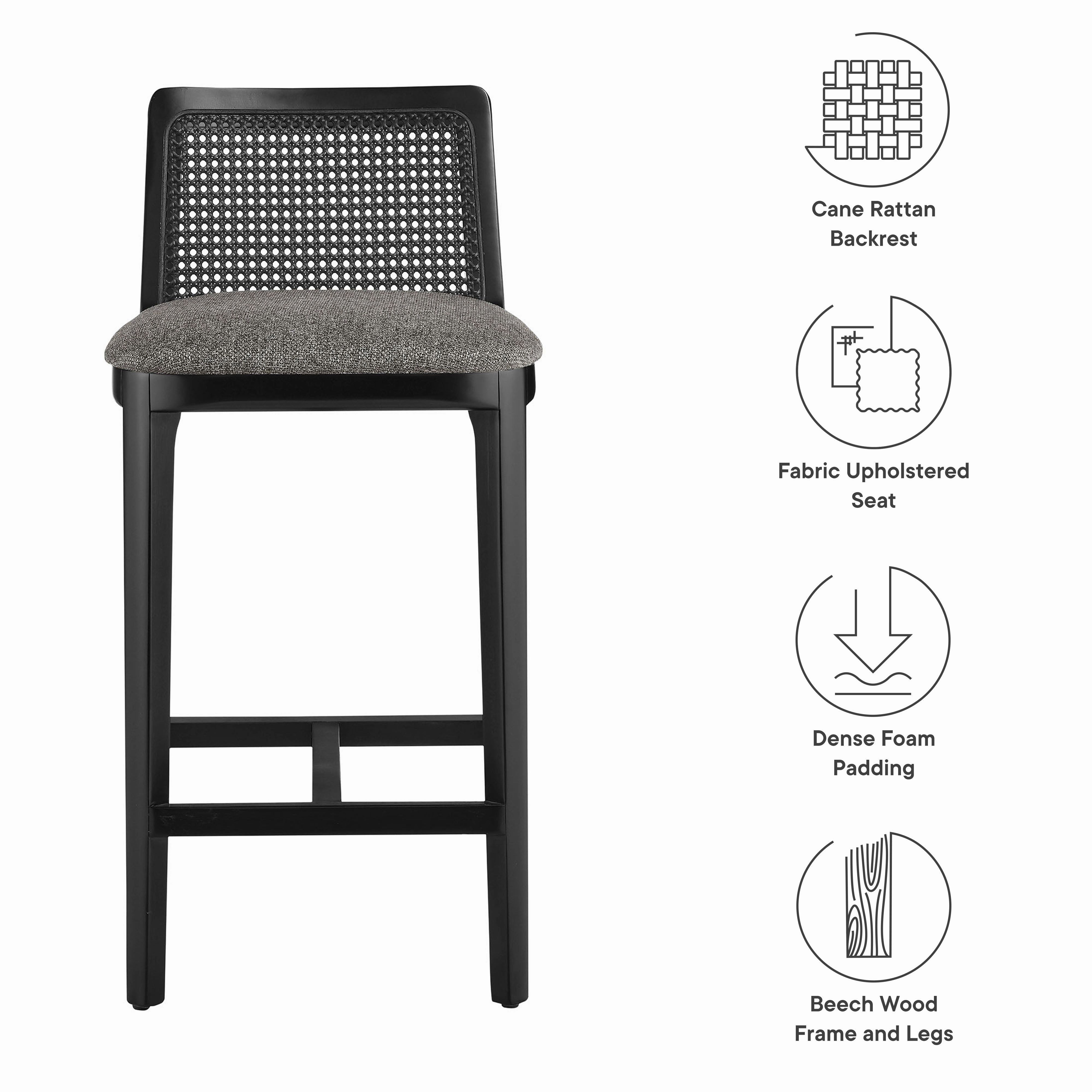 Monarch Beech Wood and Rattan Counter Stool by Modway