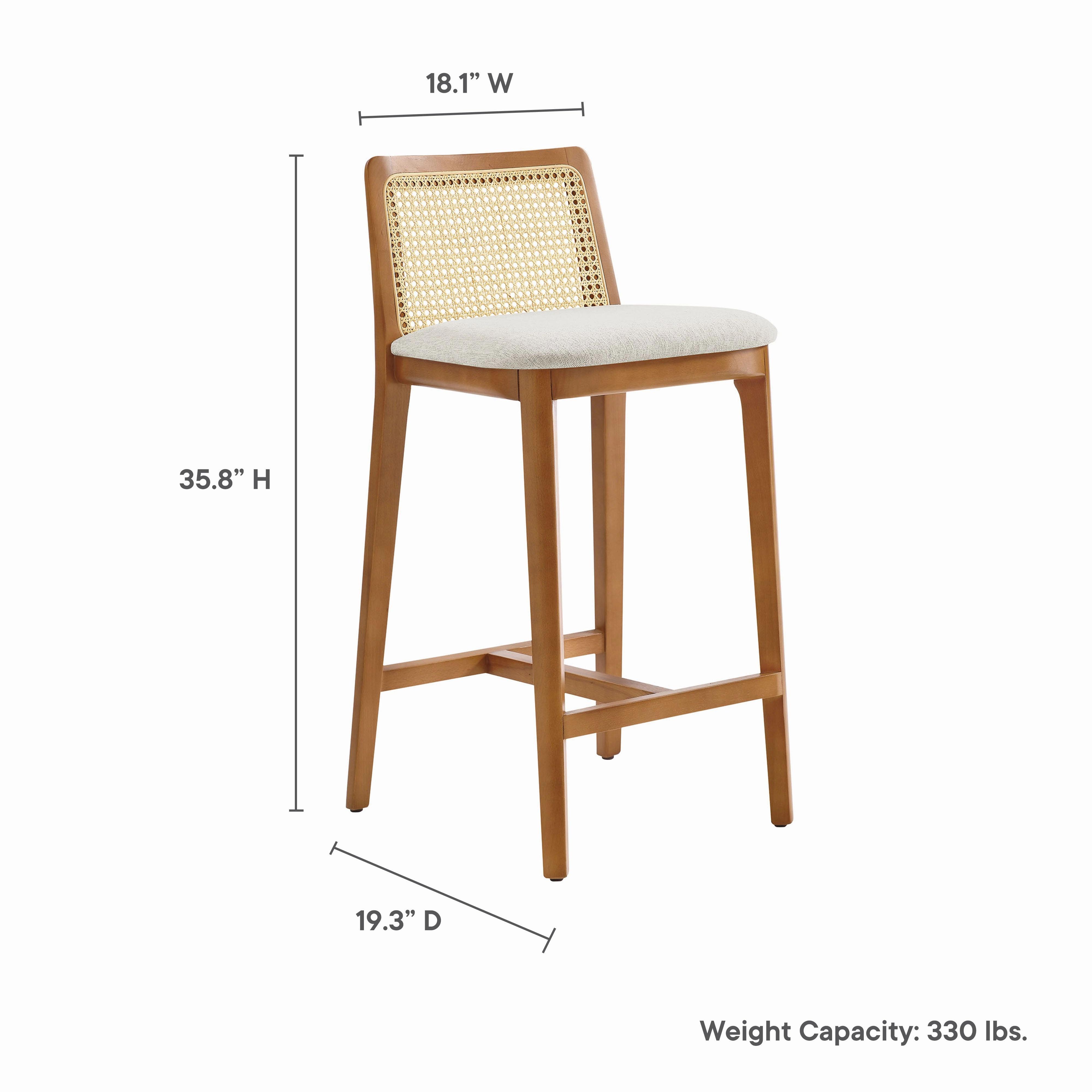 Monarch Beech Wood and Rattan Counter Stool by Modway