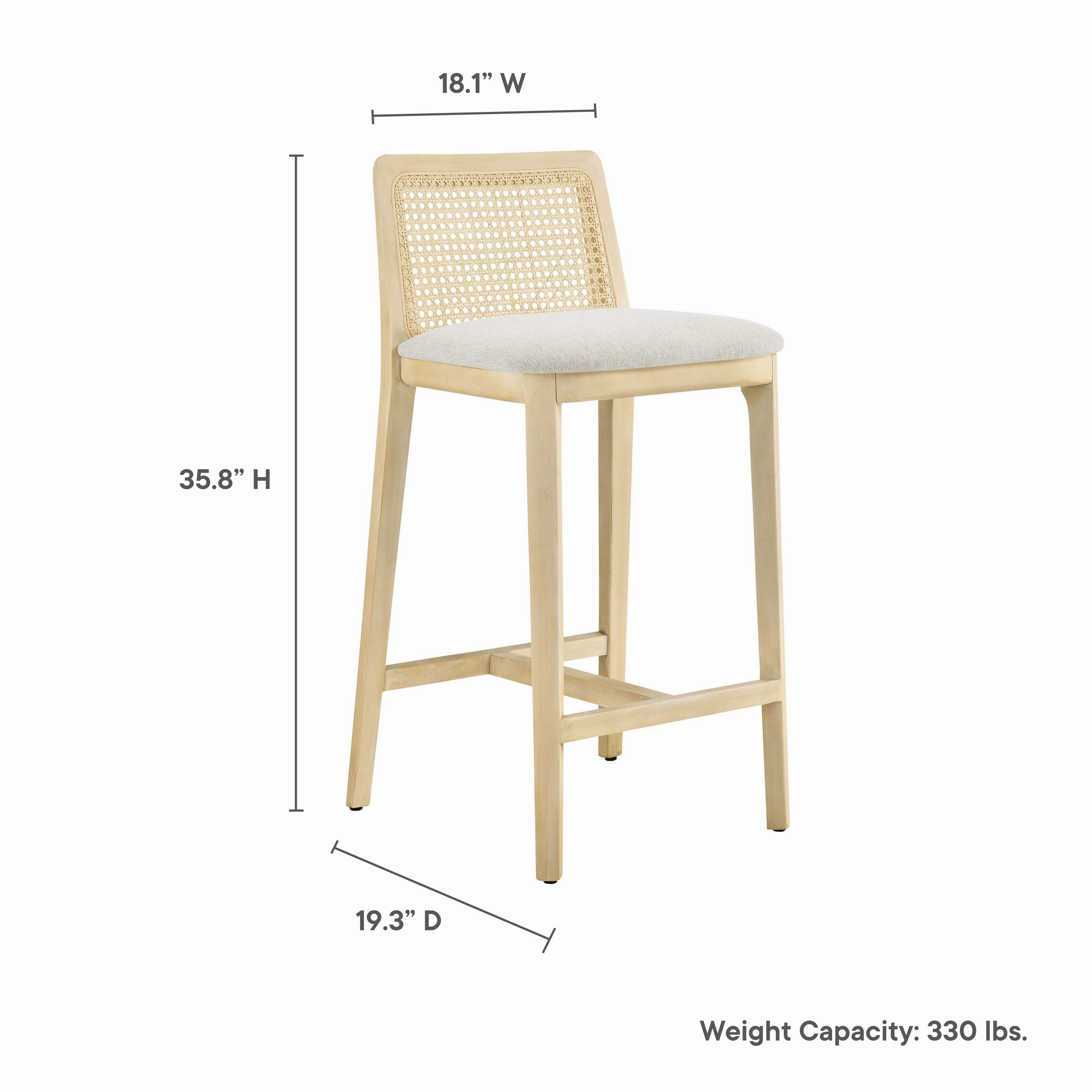 Monarch Beech Wood and Rattan Counter Stool by Modway